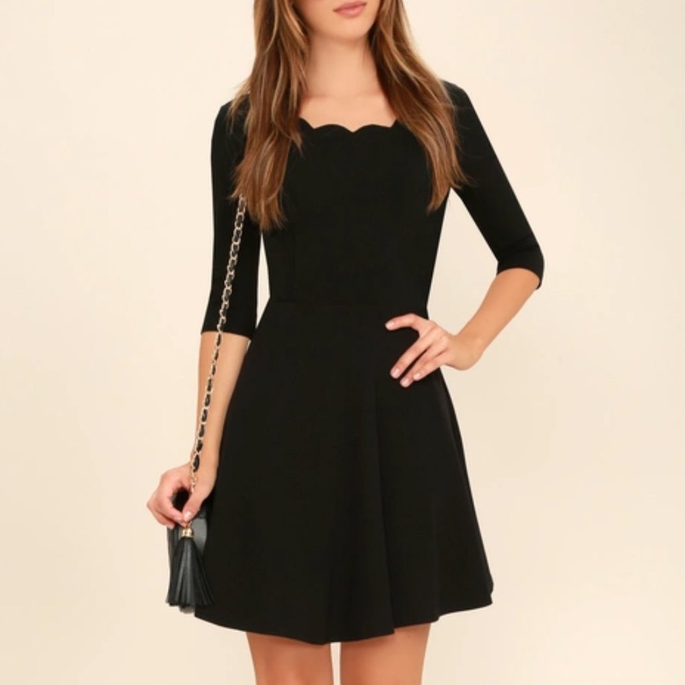 Lulu's Black Scalloped Dress (XS) NWOT